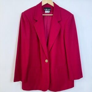 Vintage Sag Harbor Wool Blazer Jacket Size 14 Red Gold Crest Button